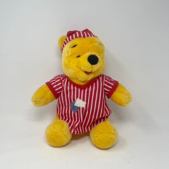 Vintage Disney Winnie The Pooh 15” Plush Red Striped Pajamas Mattel 1998 - Picture 1 of 7